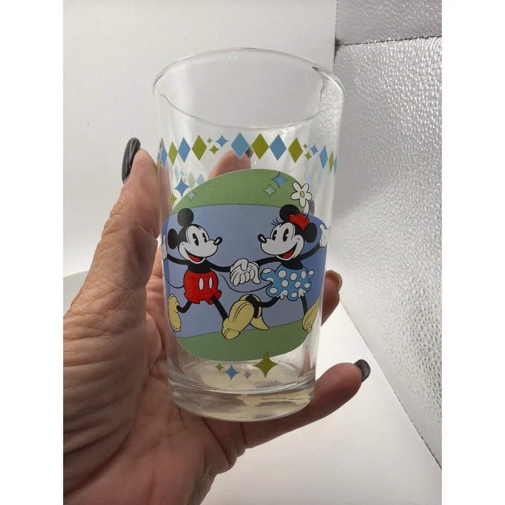 Disney Mickey Mouse Minnie Pluto Gibson Bowl and Glass Set 4 Piece Harlequin